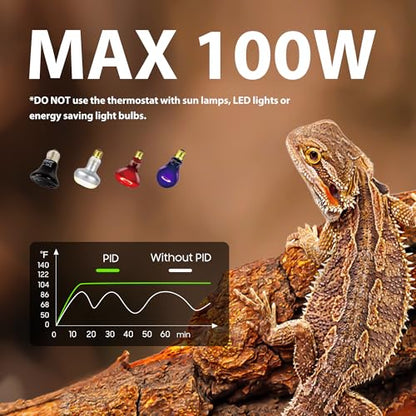 Reptile Light Fixture with Dimming Thermostat, 5.5 Inch Deep Dome Lamp Fixture with Temperature Controller for Bearded Dragon, Turtle, Snake and Lizard Tanks, Max 100W - size: 5.5 inch deep