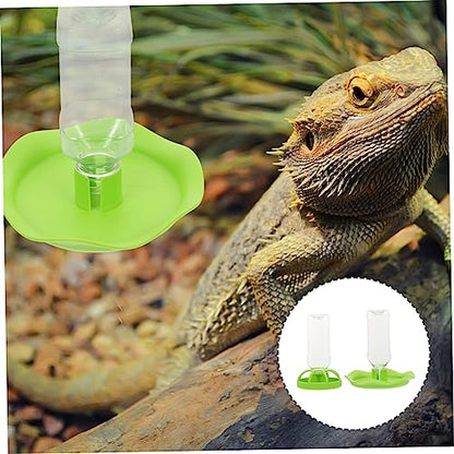 2sets Reptile Water Feeders Plastic Drinking Bowls for Tortoises and Lizards Easy to Clean Non-tip Design for Aquatic Pets and Small Reptiles Green