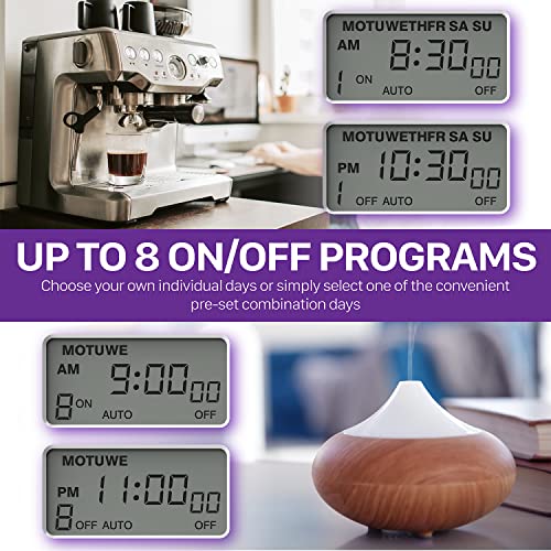 Fosmon 7 Day Digital Timers for Electrical Outlets, Indoor Plug-in Light Timers Switch Programmable, Electric Wall Plug for Lamp, Grow Reptile Lights, Aquarium, 15A/1875W, Grounded - style: 7 Day Timer With Random Function 1 pack