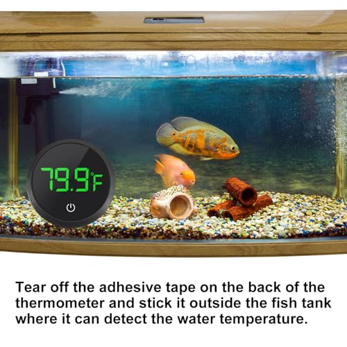 1PCS Digital Aquarium Thermometer,LED Display Thermometer for Aquarium Fish Tank - color: Round-Black 1PCS