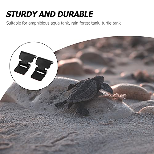 4pcs Reptile Terrarium Cover Clip Tropical Amphibians Tank Buckle - Escape Cages Door Hinge Latch for Bearded Dragons Lizards Geckos Snake Hermit Crab Black