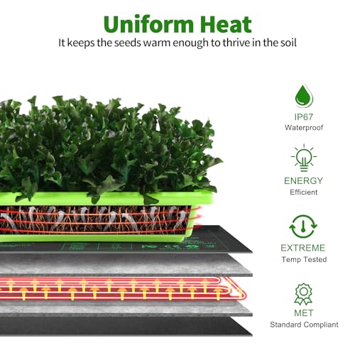 Upgraded MET Certified Seedling Heat Mat 10"x20.75",Waterproof Plant Heating Mat Heating Pad for Seed Germination,Hydroponic Heating Pad Seed Starter (2 Pack) - size: 10"x20.75" 2pack