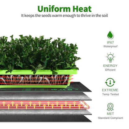 Seedling Heat Mat,20"x20.75" Heat mats for Seed Starting,Waterproof Plant Heating Mat Heating Pad for Seed Germination,Hydroponic Heating Pad Seed Starter - size: 48"x20.75" 1pack