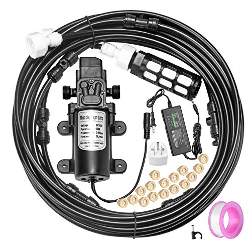 Misting Cooling System with Pump Filter Kit,40FT/12M Mist Hose 16 Brass Mist Nozzle 116 PSI 5L/Min DIY for Outdooor Patio Porch Greenhouse Backyard - size: 11.5FT Hose+40FT Mist Line