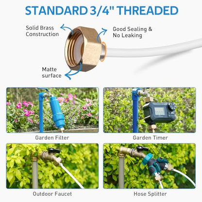 homenote Misting Cooling System, 59FT (18M) Misting Line + 16 Brass Mist Nozzles + Brass Adapter(3/4") Misters for Outside Patio Cooling Garden Greenhouse Watering - color: White, size: 59FT / 18M