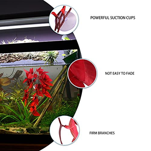 POPETPOP Reptile Plants for Terrarium : Resin Aquarium Plant with Suction Cup Artificial Rattan for Lizard Gecko Snake, 11.81x4.72x 0.78 inch