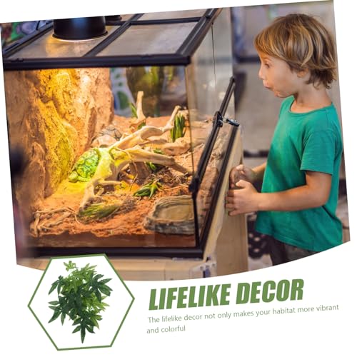 POPETPOP Reptile Plants Hanging - Terrarium Plants with Suction Cup for Bearded Dragons Lizards Geckos Snake Pets and Hermit Crab Tank Habitat Decorations - 12 inches