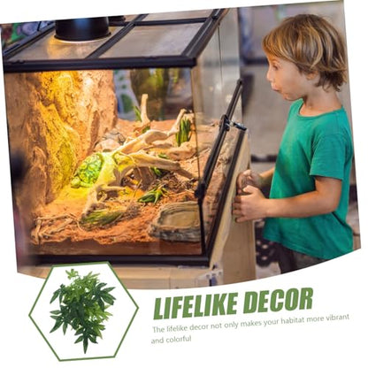 POPETPOP Reptile Plants Hanging - Terrarium Plants with Suction Cup for Bearded Dragons Lizards Geckos Snake Pets and Hermit Crab Tank Habitat Decorations - 12 inches