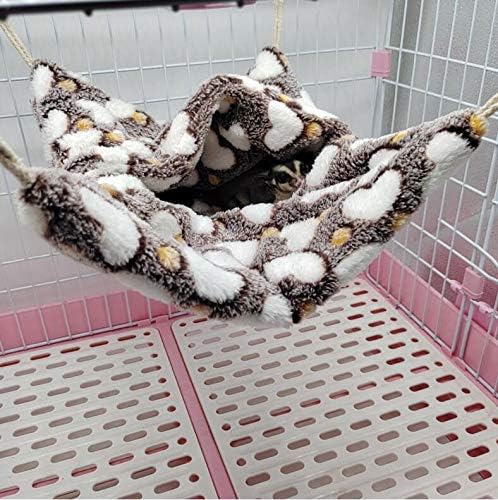 ISMARTEN Small Animal Hanging Hammock, Pet Hanging Nap Sack Sleep Bag Bed, Cage Hammock Beds for Ferret Guinea-Pig Sugar Glider Hamster Rat Mice Chinchilla Flying Gerbil and Squirrel - color: Coffee