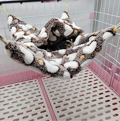 ISMARTEN Small Animal Hanging Hammock, Pet Hanging Nap Sack Sleep Bag Bed, Cage Hammock Beds for Ferret Guinea-Pig Sugar Glider Hamster Rat Mice Chinchilla Flying Gerbil and Squirrel - color: Coffee