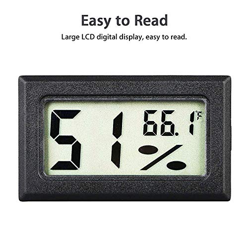 Mini Thermometer Hygrometer, Small Digital Electronic Temperature Humidity Meters Gauge Indoor LCD Display Fahrenheit for Humidors, Greenhouse, Garden, Cellar, Fridge, Mason Jar (5)