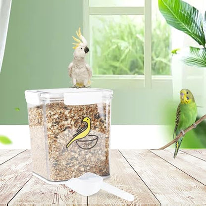 Bird Seed Storage Container-Airtight Bird Food Container 4.23 Qt/4.2LPet Food Storage Containers with Bird Seed Scoop-Wild Bird Seed Dispenser-forPetBirds Parakeets Finches Food MealwormsStorage/Clear - size: 4.2L