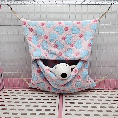 ISMARTEN Small Animal Hanging Hammock, Pet Hanging Nap Sack Sleep Bag Bed, Cage Hammock Beds for Ferret Guinea-Pig Sugar Glider Hamster Rat Mice Chinchilla Flying Gerbil and Squirrel (Pink) - color: Pink