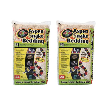 DBDPet (2 Pack) Aspen Snake Bedding - 24 Quart Bags - Perfect Bedding for Snakes - Includes Pro-Tip Guide