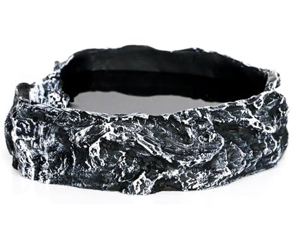 Reptile Feeding Dish Bowl,Reptile Rock Food/Water Dish for Reptiles,Amphibians,Bearded Dragon,Lizard,Frog,Gecko,Tortoise,Hermit Crab and Other Little Critters,Made from Premium Resin(Large Size)