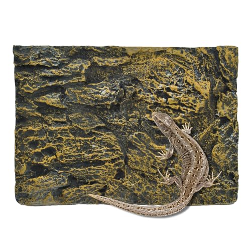 Reptile Tank Background Board Rock Terrarium Cork Background Board 3D Wall Backdrop Aquarium DéCor Backgrounds Amphibian Habitat Decoration for Lizards Leopard Gecko Bearded Dragons Turtle - color: Yellow