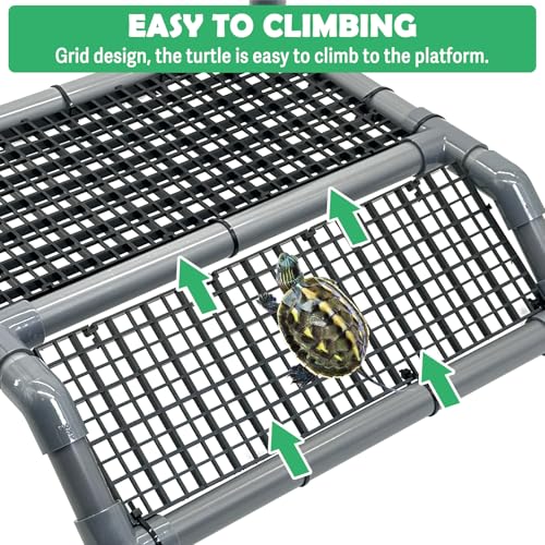 Fhiny Hanging Turtle Basking Platform, Plastic Turtle Dock Basking Area with Climbing Ramp Height Adjustable Reptile Floating Dock Tortoise Tank Accessories Decor for Lizard Gecko Hermit Crab - style: Basking Platform C