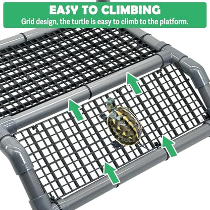 Fhiny Hanging Turtle Basking Platform, Plastic Turtle Dock Basking Area with Climbing Ramp Height Adjustable Reptile Floating Dock Tortoise Tank Accessories Decor for Lizard Gecko Hermit Crab - style: Basking Platform C