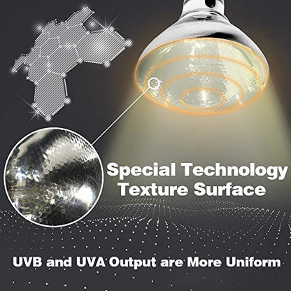 LUCKY HERP 100 Watt UVA+UVB Full Spectrum Vapor Heat Lamp Bulb, High Intensity Self-Ballasted Heat Basking Lamp/Bulb/Light for Reptile and Amphibian, Sun Lamp for Bearded Dragon Lizard Turtle(Clear) - style: 100W Clear