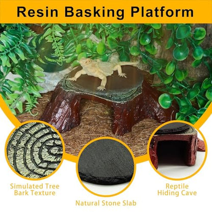 Bearded Dragon Basking Platform,Reptile Hide Cave with Heat Storage Slate Rock,Leopard Gecko Climing Decor Tank Accessories for Turtle,Ball Pythons,Lizard,Snake,7.7×4.7×2 inch