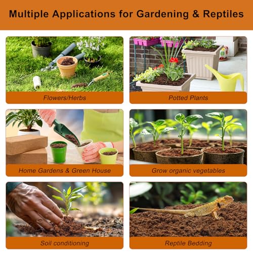 10 Pack Premium Coco Coir Bricks, Coco Coir for Plants, Coconut Fiber Substrate with Low pH & EC, Organic Coconut Fiber for Indoor & Outdoor Gardening and Potting Mix