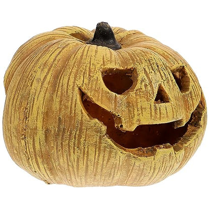 POPETPOP Pumpkin Reptile Hideout Lifelike Resin Cave for Tortoise Reptile Shelter Aquarium Decoration Halloween-Themed Box for Lizards Snakes