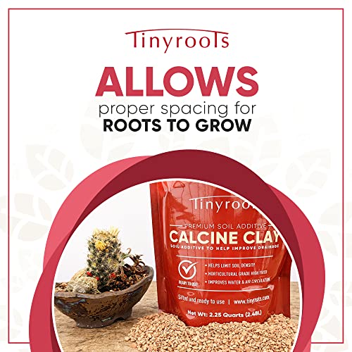 Tinyroots Clay Soil for Plants, 2.25 Quart Bag, Bonsai Tree Soil Additive, Turface Clay Holds Moisture, Provides Drainage and Aids in Root Development (Pack of 2) - size: 2.25 Quarts (Pack of 2)