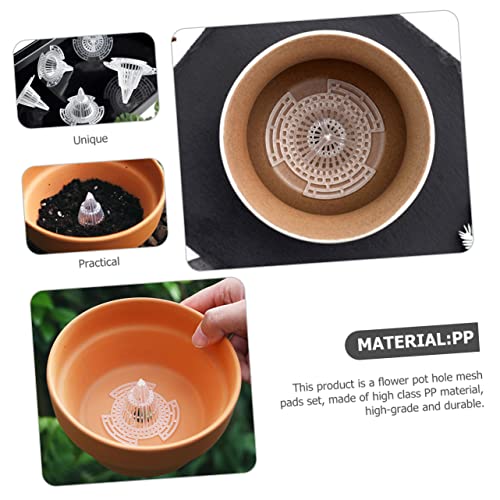 UPKOCH 4sets Cone Garden Mesh Pads for Flower Pots Durable Drainage Netting Mats Prevent Soil Leakage for Planters Flowerpot Accessories 24pcs*4