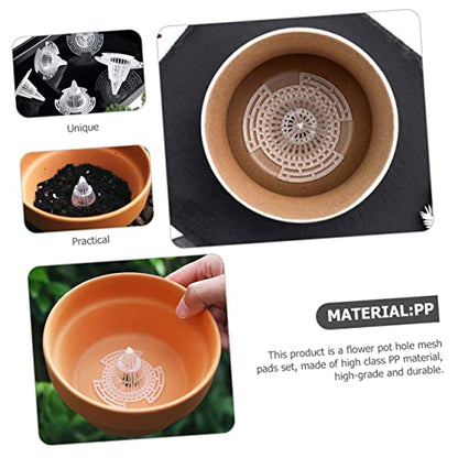 UPKOCH 4sets Cone Garden Mesh Pads for Flower Pots Durable Drainage Netting Mats Prevent Soil Leakage for Planters Flowerpot Accessories 24pcs*4