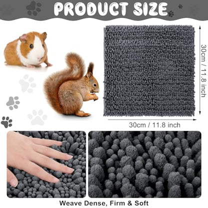 Amylove 4 Pcs Guinea Pig Cage Liner 12 x 12 Inch Washable Shaggy Chenille Pee Pads Pet Dog Cat Bedding Training Mat Reusable for Small Animals Puppy Bunny Hamster Chinchilla - color: Dark Gray, size: 12 x 12 Inch, style: Shaggy Chenille