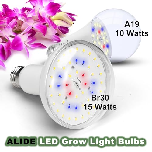 BR30 Led Grow Light Bulbs for Indoor Plants Full Spectrum,E26 BR30 Floodlight Plant Sun Grow Lamp 15W 1800lm,150-200 Watt Equivalent,Balanced Spectrum 5000K Red Blue for Seeds Greens,Flowers,1Pcs - size: BR30