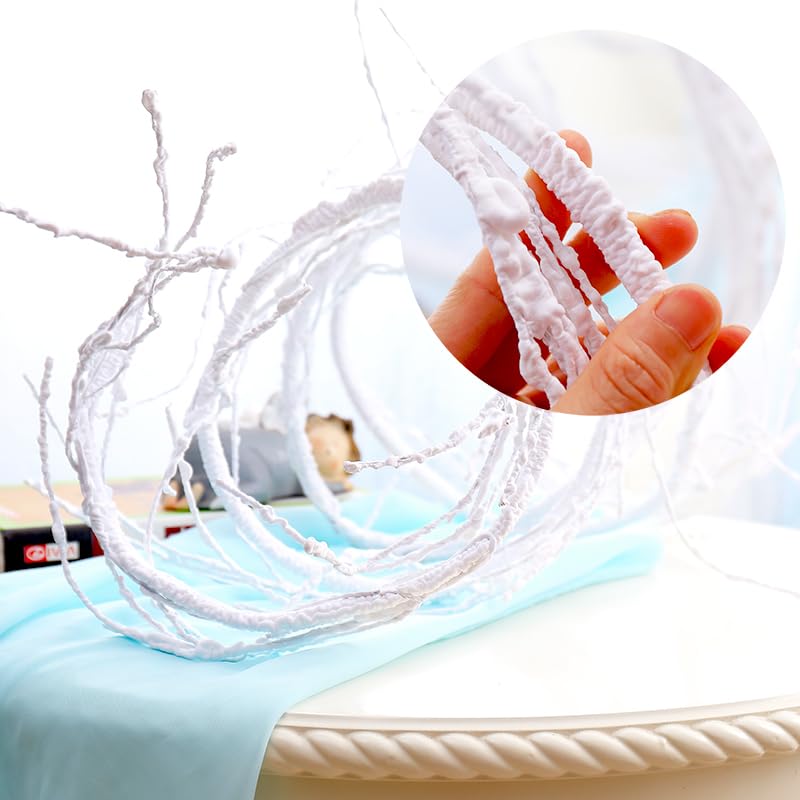 118inch Long Bendable White Grapevine Garland Artificial Tree Branches Fake Cherry Blossom Twigs Grape Flore Vines Wall Hanging Wreath Reptile Climbing For Door Christmas Swing Arch Decoration (Small) - size: ['Small']