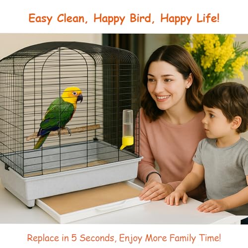30PCS Bird Cage Liners - 13.8x13.8 Inch Leak-Proof Disposable Tray Pads for Parrots, Parakeets, Cockatiels, Lovebirds | Easy-Clean Cage Bottom Paper | Customizable Size