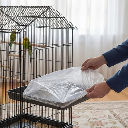 100 Pcs Disposable Bird Cage Liners 34"x22" Clear Plastic Parakeet Liner Bags, Universal Birdcage Liner Bags for Parakeets, Parrots, Finches, Canaries, Cockatiels, Bird Cage Accessories - size: 34 x 22 Inches