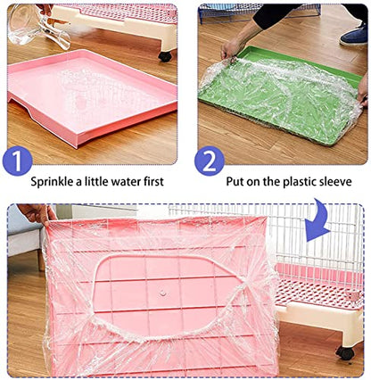 30 pcs Disposable Cage Liners, Clear Plastic Rabbit Cage Liner Bag, Universal Toilet Film for Bunny, Hamster, Totoro, Hedgehog, Guinea Pig and Small Animals(30pcs, 47in) - size: 30 count