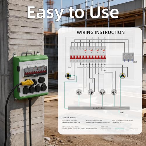 Joinfworld Power Distribution Box, 20A/30A 125V Electrical Box with NEMA 5-20R/L6-30R/L14-30R IP67 Waterproof Breaker Box Power Socket for RV, Construction Site Home Garage - size: 30A Power Distribution Box