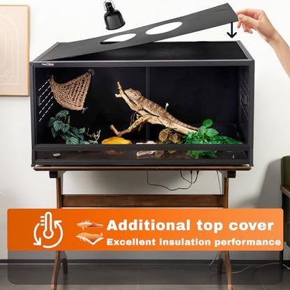 Large PVC Reptile Enclosure 3 Tier 44"x20"x20"with Spacers, 76 Gallon Reptile Terrarium Tank, Space Saving Stackable Reptile Habitat for Bearded Dragon Gecko Snake Lizard, Sliding Glass Doors Lock - size: Three 44x20x20''-76 Gallon with Kit