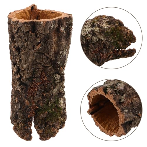 VOSAREA Tree Trunk Reptile Hide Log, Hollow Tree Trunk Ornament, Climbing Platform Shelter for Terrarium Tank, Reptile Cave Hideout for Gecko, Lizard, Snake 7-8cm Diameter