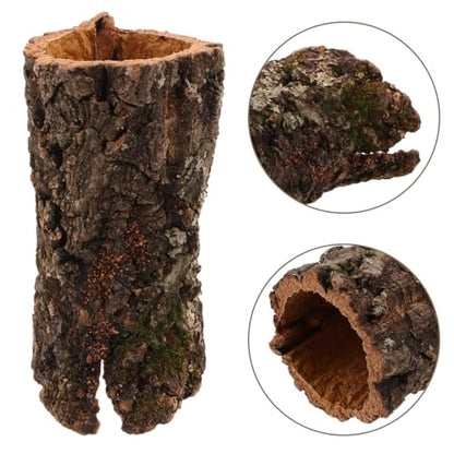 VOSAREA Tree Trunk Reptile Hide Log, Hollow Tree Trunk Ornament, Climbing Platform Shelter for Terrarium Tank, Reptile Cave Hideout for Gecko, Lizard, Snake 7-8cm Diameter