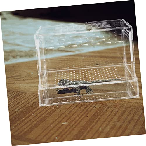 POPETPOP Acrylic Feeding and Hatching Container for Reptiles and Insects Portable Case Lid for Spiders Geckos and Crickets Breeding Habitat for Pet Observation