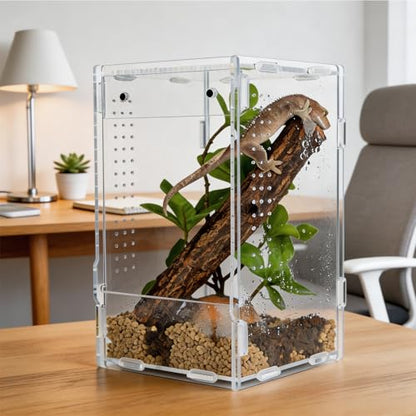 5x5x8 Reptile Tank – Acrylic Reptile Enclosure Terrarium for Crested Gecko, Lizards, Spiders & Snakes – Clear Lizard Habitat Terrarium - size: 5"5"8"