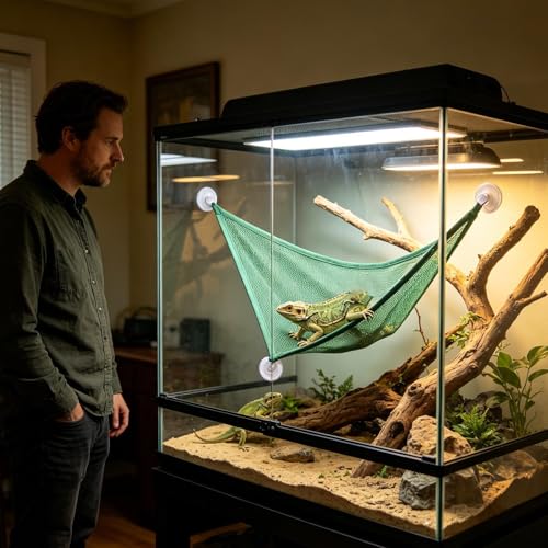 Bearded Dragon Hammocks - Breathable Mesh Snake Bed,Reptile Hammock Bearded Dragon - for Cage Enclosure Terrarium Habitat Lizard Enrichment Chameleon Frog Tortoise - color: Green