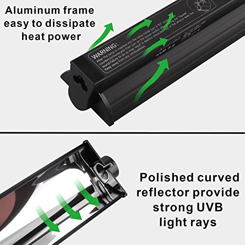 Aiicioo T5 UVB Lighting Combo Kit 39W - T5 UVB Reptile Light Fixture and 5.0 UVB Light Bulb for Bearded Dragon Leopard Gecko (34Inch 39W) - size: 34Inch 39W