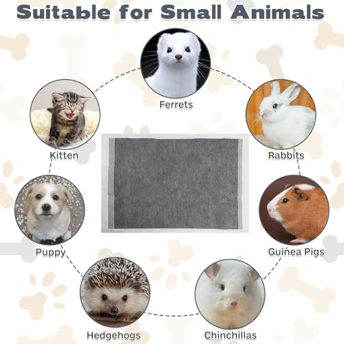 kathson 100PCS Rabbit Pee Pads 18×13in Disposable Guinea Pig Cage Liners Super Absorbent Black Carbon Odor-Control Bunny Training Pad with Quick-Dry Surface for Bunny Kitten Hedgehog Small Animals - size: Gray, 100Pcs