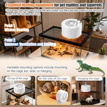 200W Reptile Heat Mats Space Heater, Adjustable Temperature Reptile Heating Heaters, Non-Light Heating Solution with Expanded Heating Range for Hermit Crabs/Leopard Geckos/Turtles/Snakes/Frog/Iguana