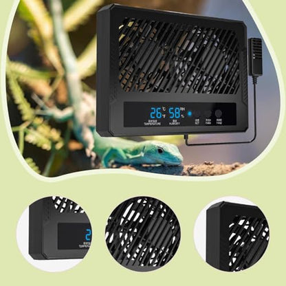 Fan for Reptile Enclosure Dehumidifier Temperature and Humidity Meter Terrarium Thermometer Hygrometer for Amphibians Gecko
