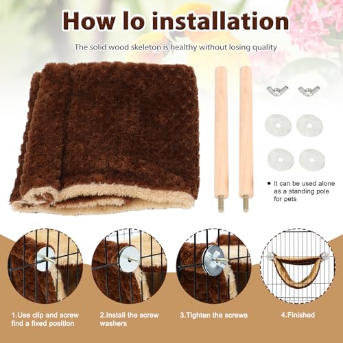 BWOGUE Winter Warm Bird Nest Bed Hanging Hammock Snuggle Hut Parrot House Tent Toy Bird Cage Perch for Parakeet Budgies Cockatiels Lovebird Cockatoo Finch Hamster Chinchilla Guinea Pig - color: Coffee, size: Medium (9"x7.2")