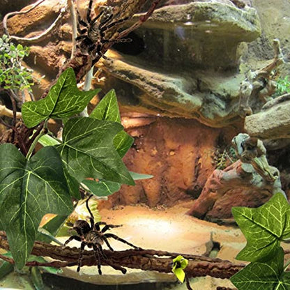 BEIJIALY Reptile Corner Branch Terrarium Plant Decoration with Suction Cups Resin Plant for Amphibian Lizard Snake Climbing, Reptile Terrarium Climb Corner Tree Branch