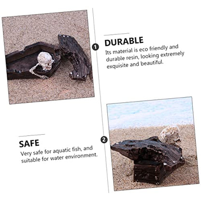 Didiseaon 2pcs Creative Resin Coffin Decor for Aquarium Skull Tank Ornament Fish Tank Landscaping Decoration Safe for