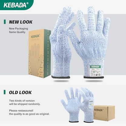 Kebada Cut Resistant Gloves, 100% Food Grade Cutting Gloves, ANSI A4 Level 5 Protection Anti Cut, Glass-Free and Steel-Free, Model C4, 6 Pairs, X-Large - color: Blue(6 Pairs), size: 10/X-Large